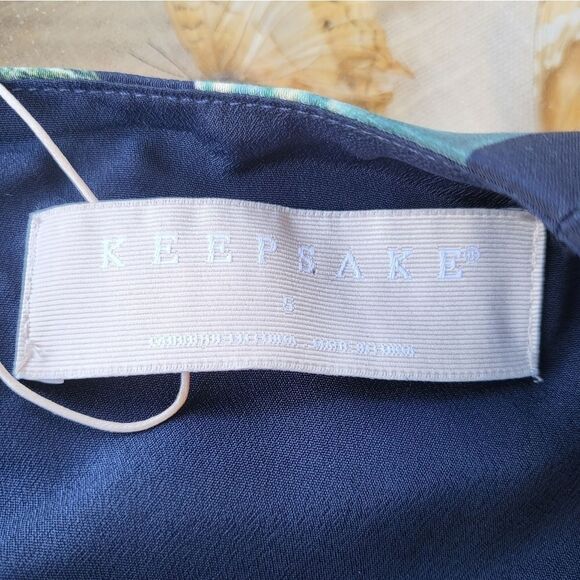 NWT Keepsake The Label Blue Whispers Floral Crochet Trim Ruffle Hem Mini Dress S - Picture 11 of 12